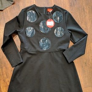 Black dress patent leather polka dots modest NWT